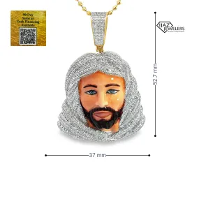 10K Gold 2.09 CTW Diamond Colored Enamel Jesus Charm