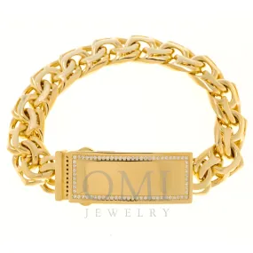 10K GOLD CHINO LINK CHAIN ID BRACELET 37.7G WITH DIAMONDS