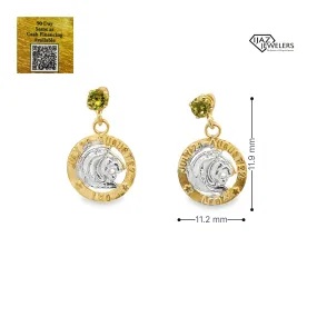 10K Gold Leo Zodiac Earrings