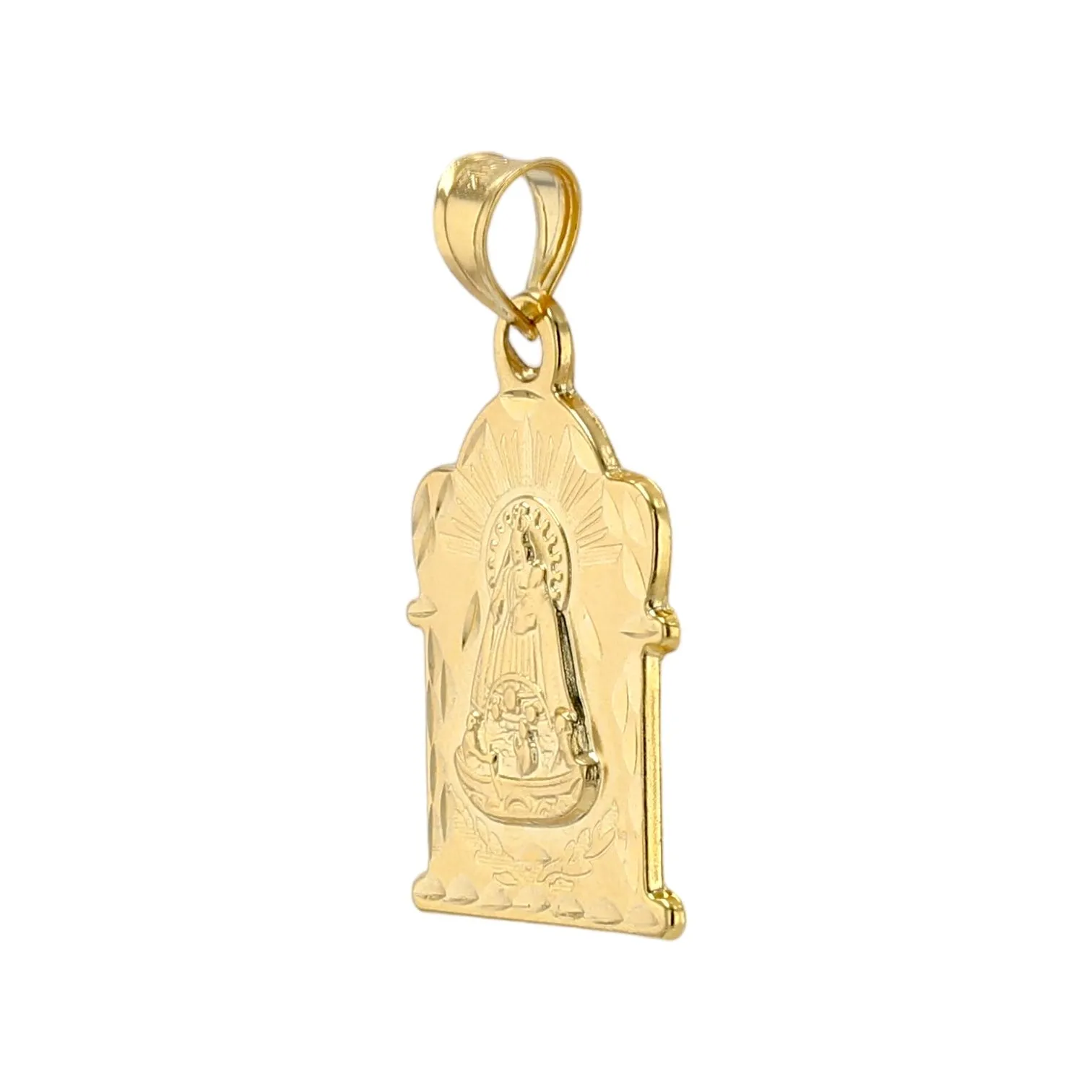 10K solid yellow gold Caridad del cobre pendant