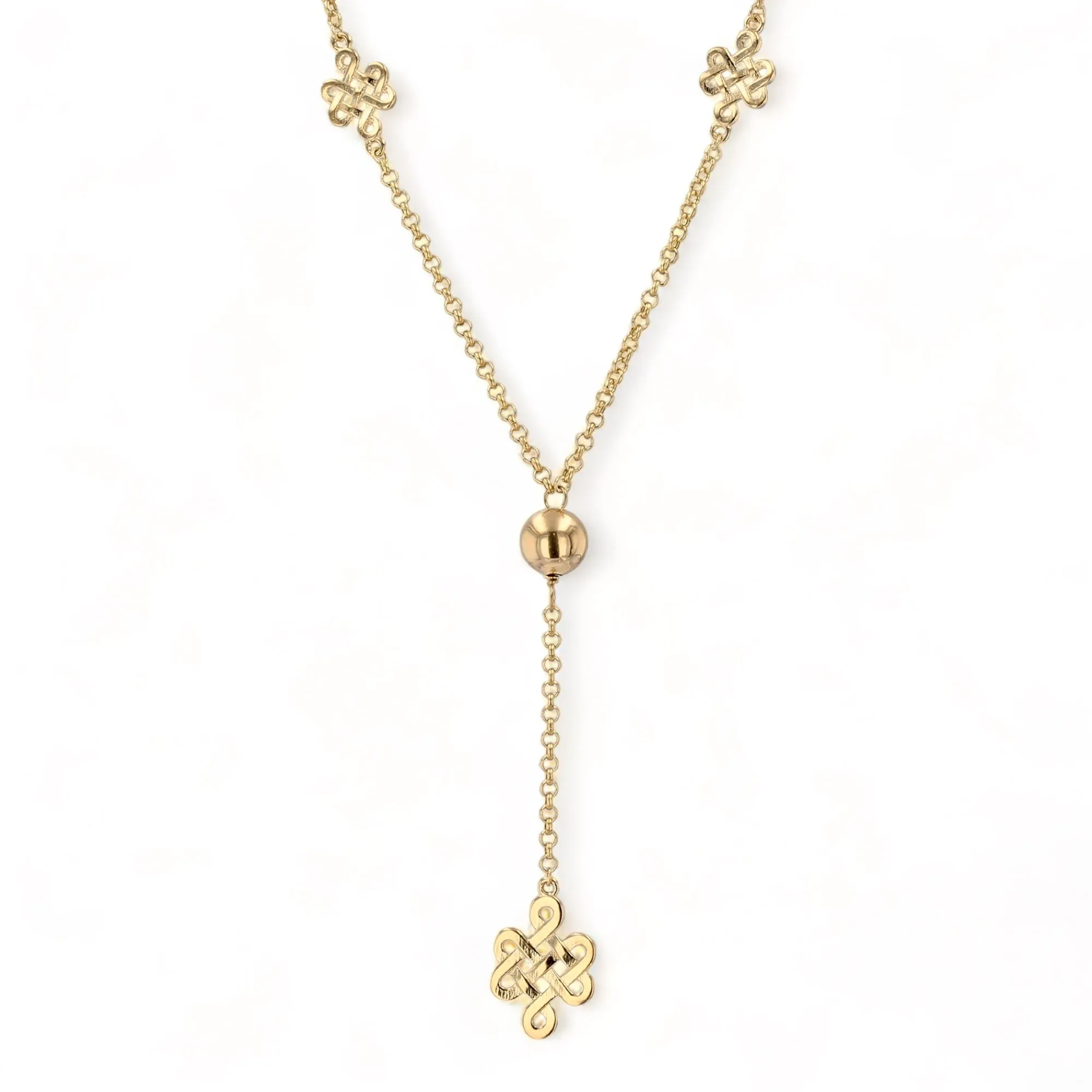 10k yellow gold clover necklace-9001