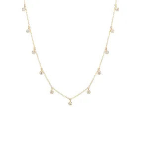 14k 11 Large Dangling Diamond Bezel Choker Necklace