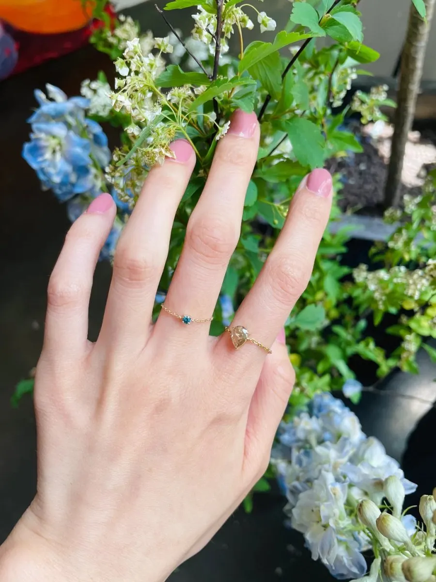 14k Gold Blue Diamond Chain Ring