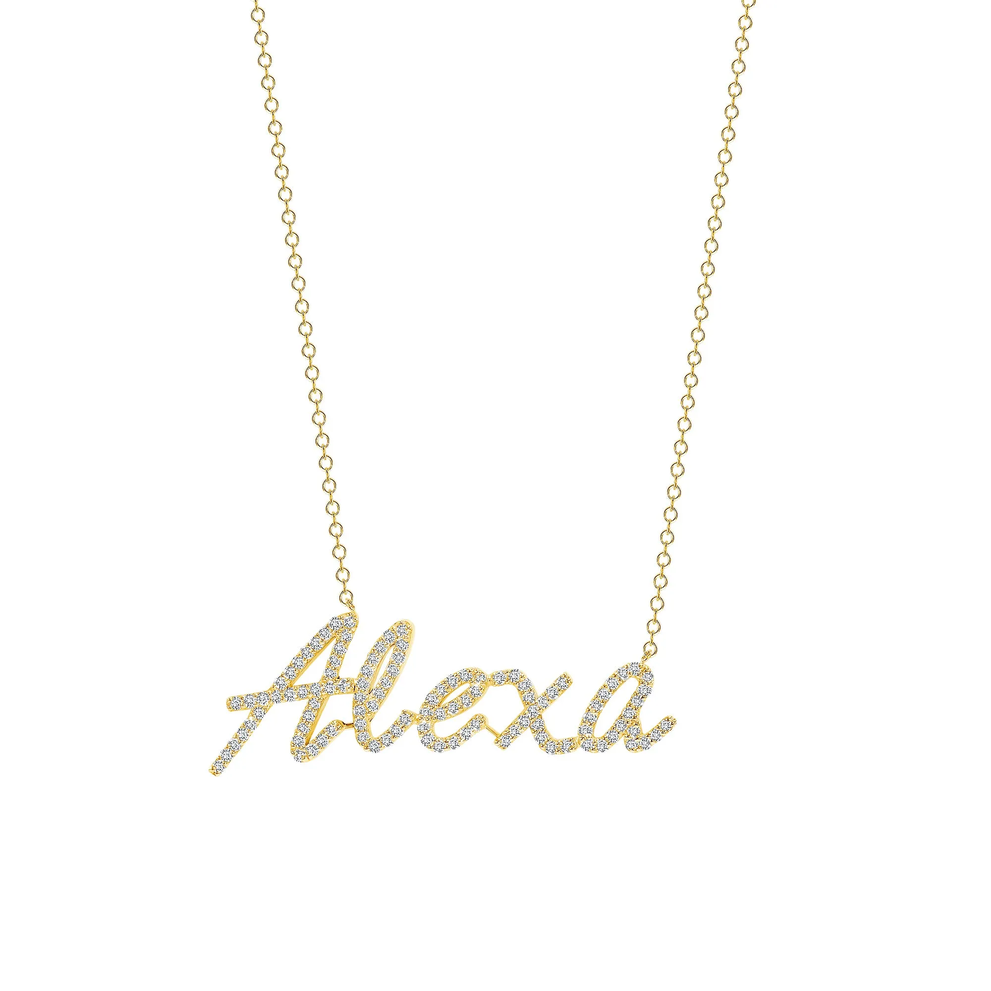 14K Gold Custom Diamond Name Necklace