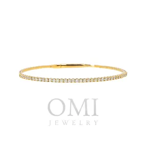 14K GOLD ROUND DIAMONDS THIN BANGLE BRACELET 1.10 CT