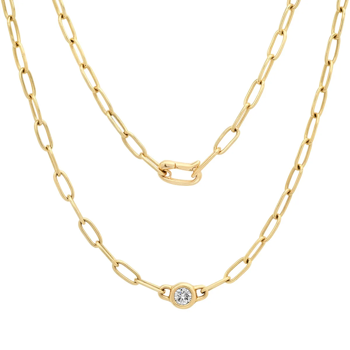 14K YG Diamond Solitaire Necklace