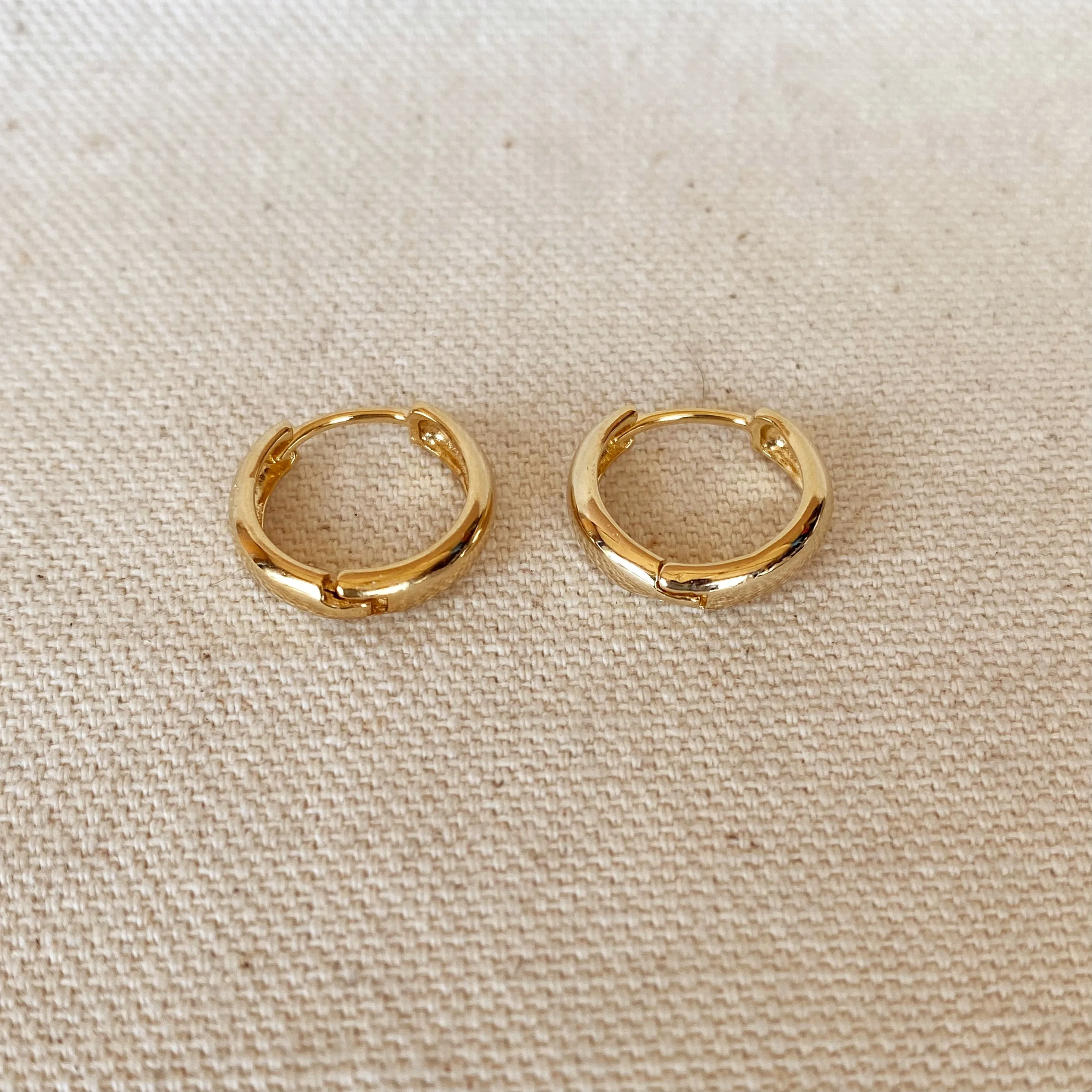 18k Gold Filled Plain Clicker Hoop Earrings