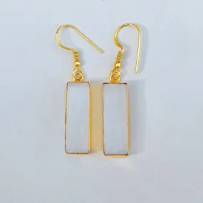 18K Gold Plated Selenite Gemstone Drop Earrings