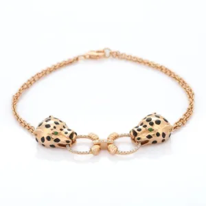 18K Rose Gold Emerald Panther Bracelet