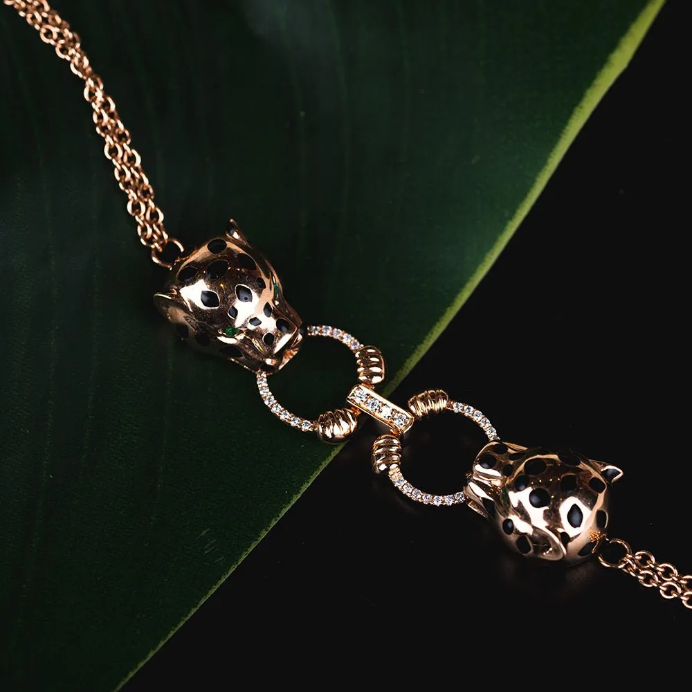 18K Rose Gold Emerald Panther Bracelet