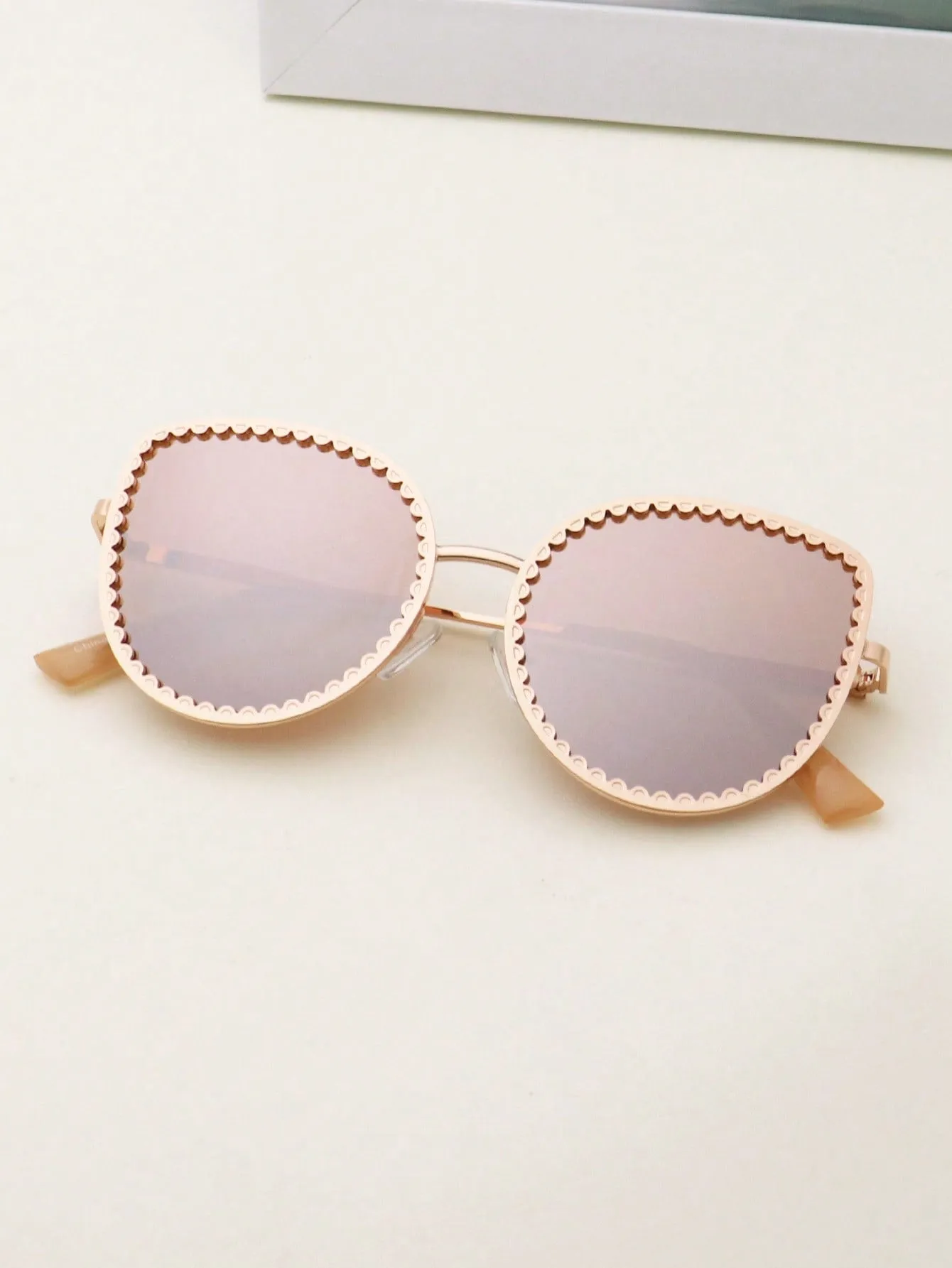 1pair Women Geometric Frame Fashionable Sunglasses For Daily Life