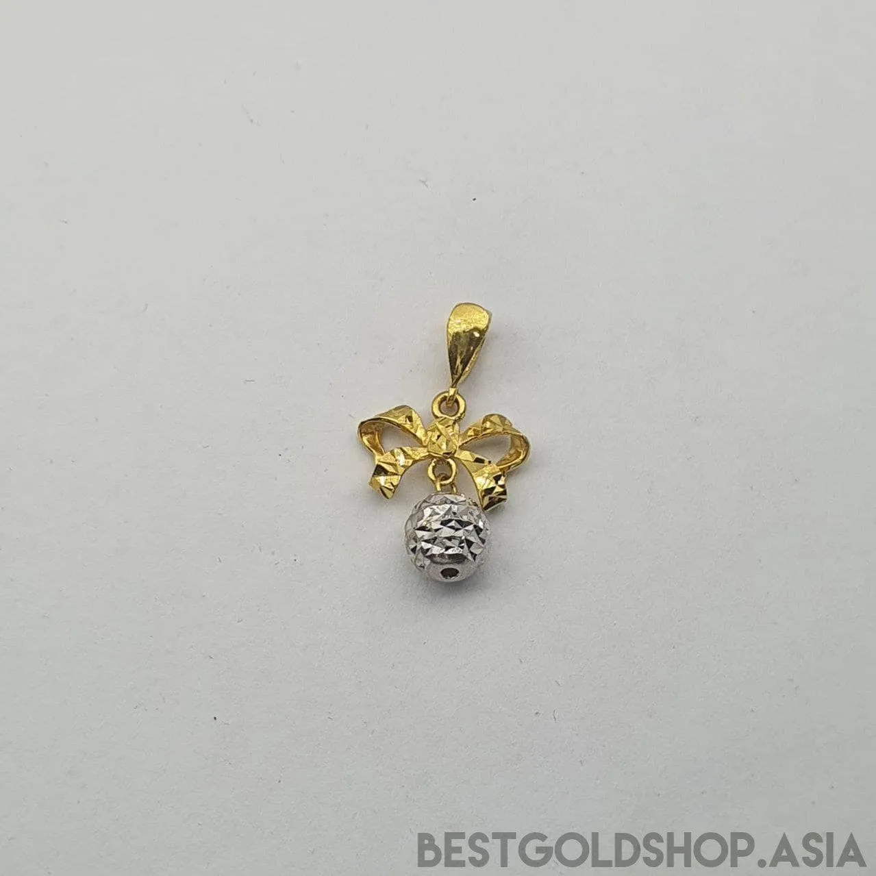 22k / 916 Gold Ribbon with ball pendant 2 tone