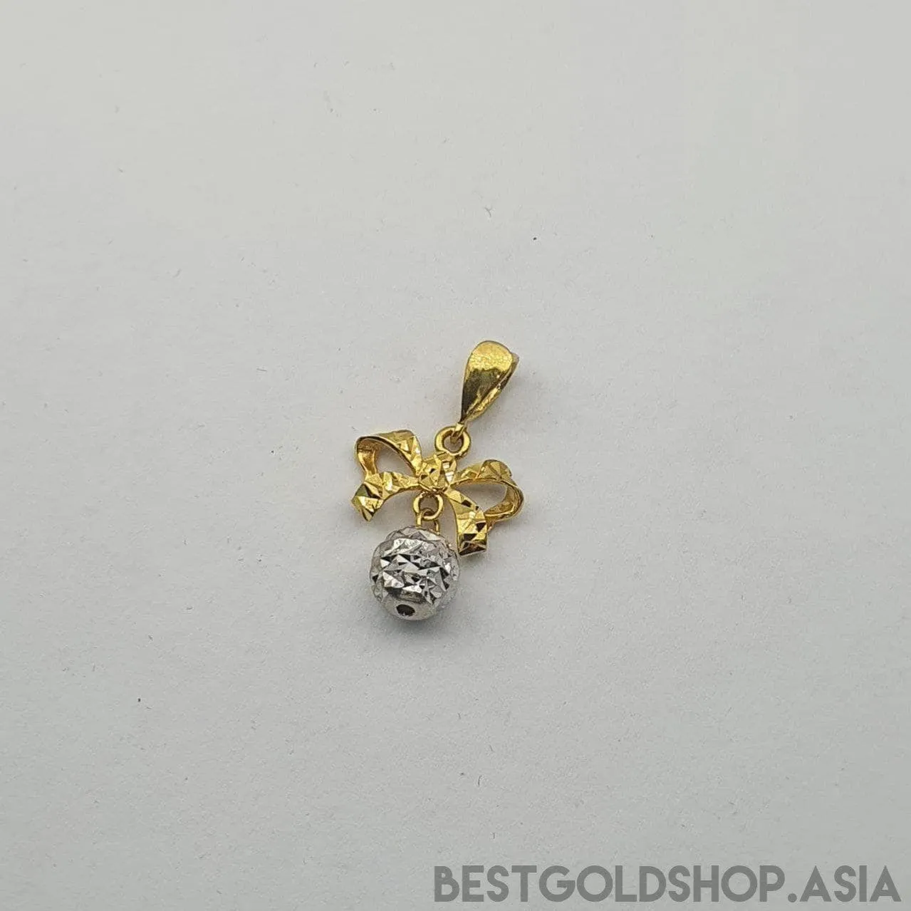 22k / 916 Gold Ribbon with ball pendant 2 tone