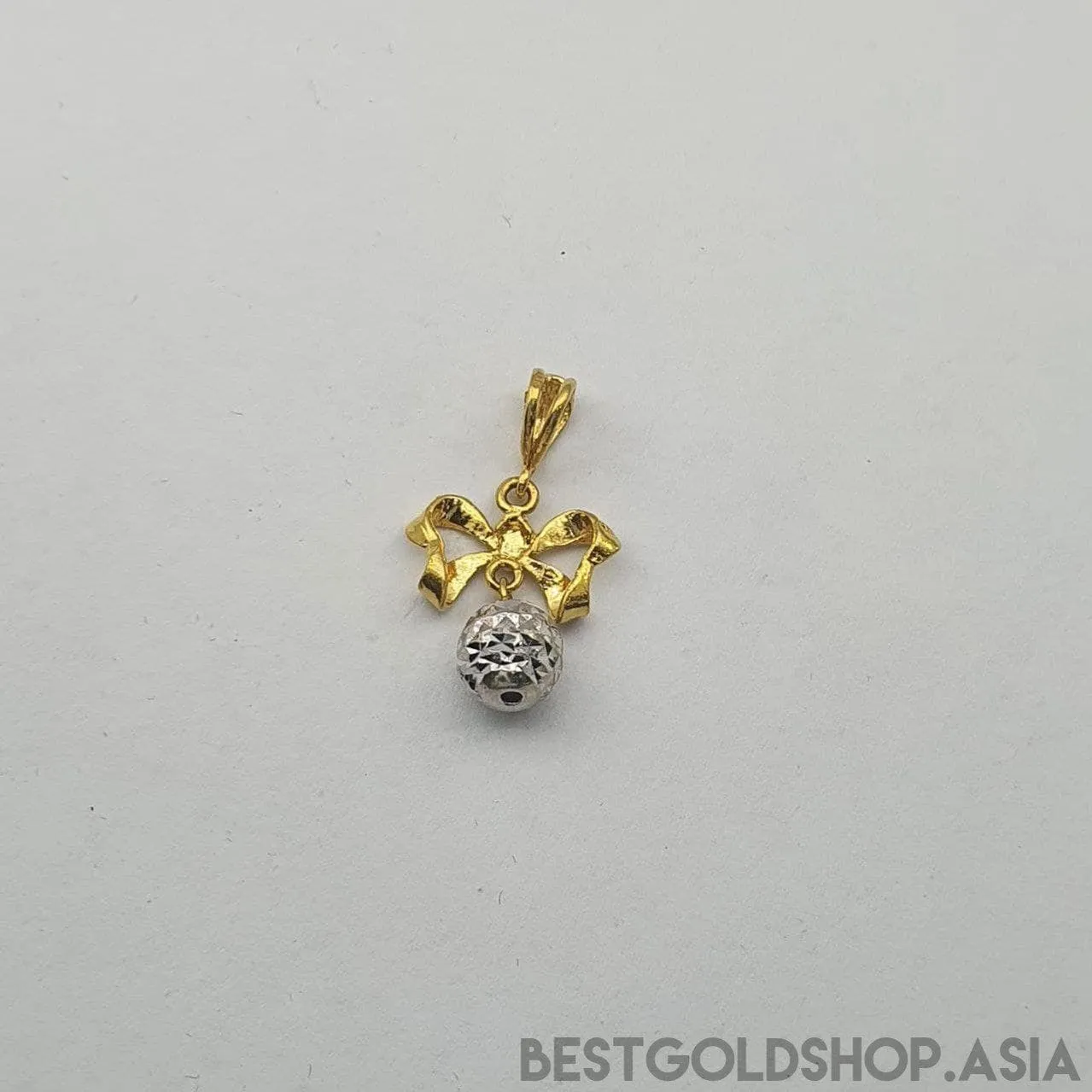 22k / 916 Gold Ribbon with ball pendant 2 tone