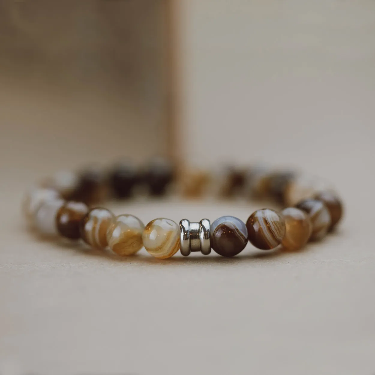 8mm Round Gemstone Bracelet Chocolate