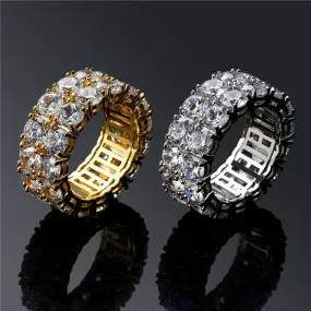 9mm Double Row Zircon Gold Ring