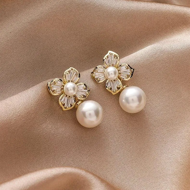 Chic Temperament Simple Pearl Drop Earrings - ABCJ503 Charm Jewelry