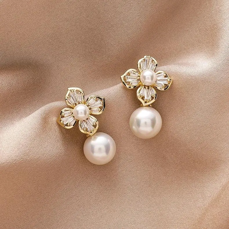 Chic Temperament Simple Pearl Drop Earrings - ABCJ503 Charm Jewelry