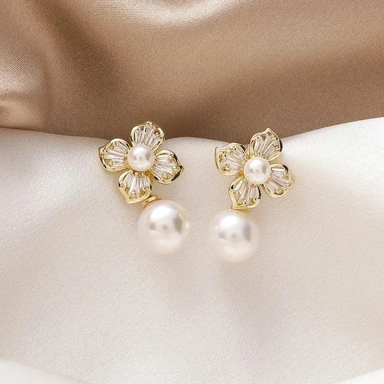 Chic Temperament Simple Pearl Drop Earrings - ABCJ503 Charm Jewelry