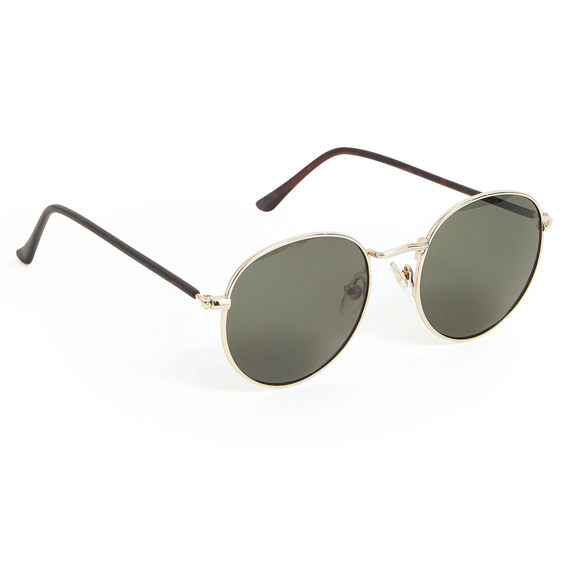 Accessorize London Women's Round Gold Metal Frame Sunglasses