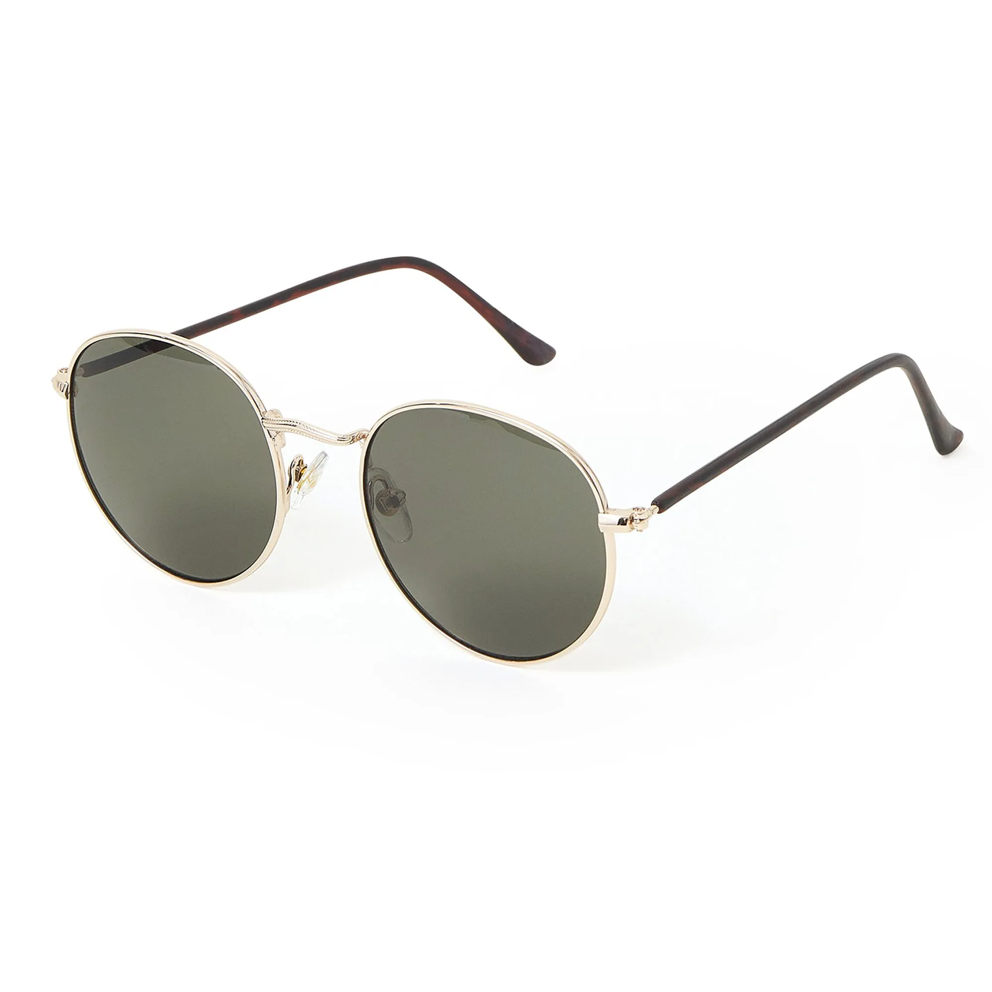 Accessorize London Women's Round Gold Metal Frame Sunglasses