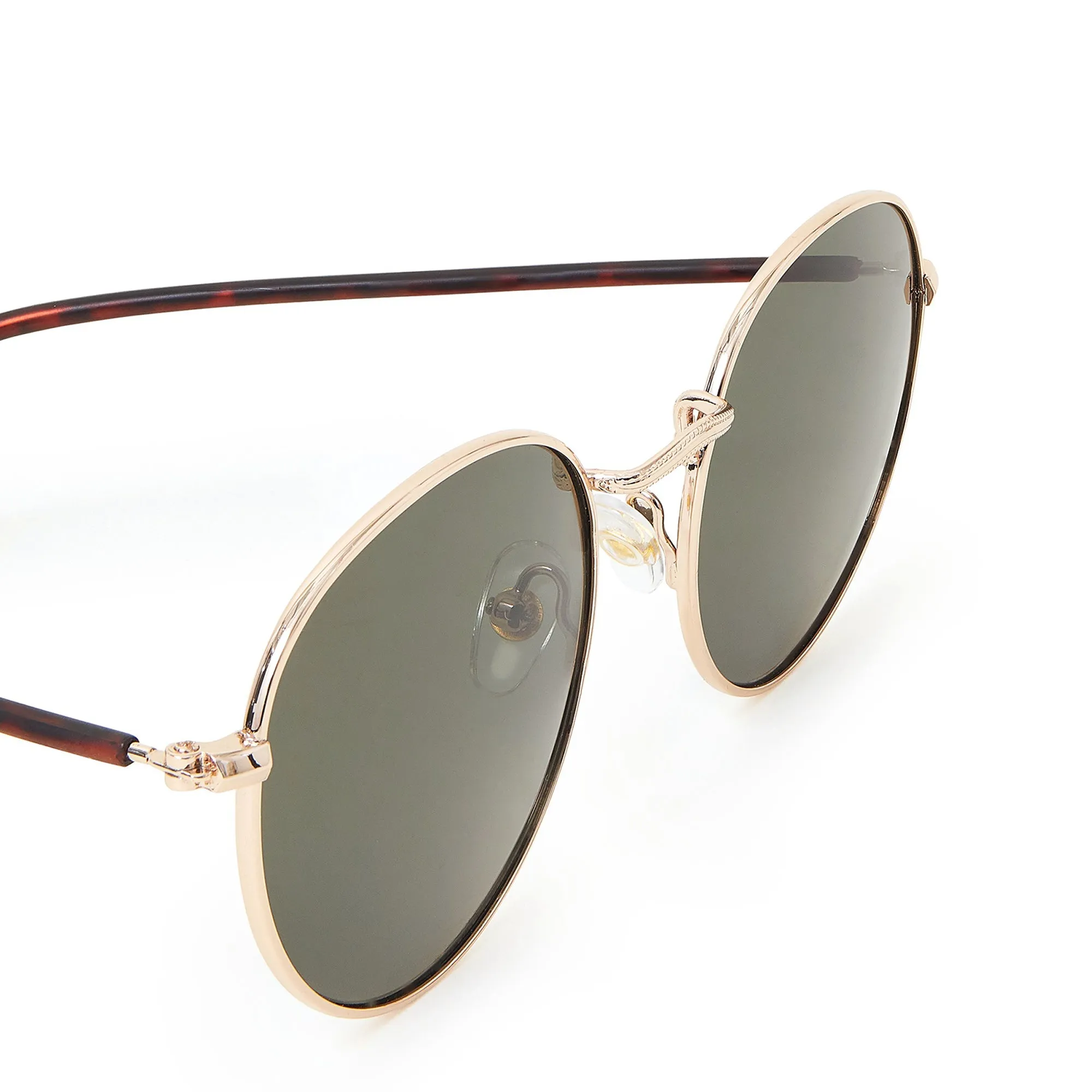 Accessorize London Women's Round Gold Metal Frame Sunglasses