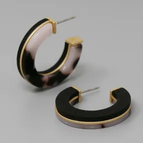 Stylish Acetate and Wood Hoop Earrings