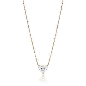 Angie 4 Carat N SI2 Heart Shape Diamond Pendant Necklace in 18K Yellow Gold For Ladies. GIA Certified By Mike Nekta