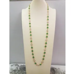 Apple Green Chalcedony & Moonstone Jeweled Chain Necklace