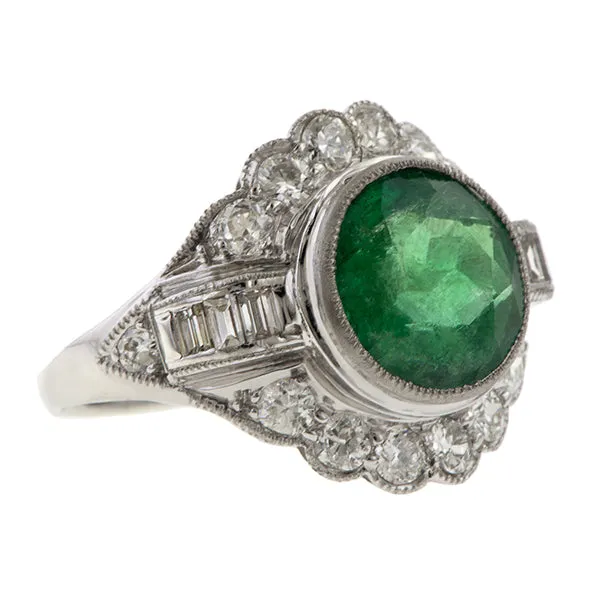 Art Deco Emerald & Diamond Ring, 2.77ct.