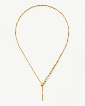 Articulated Beaded Stone Slider Lariat Necklace | 18ct Gold Plated Vermeil/Cubic Zirconia