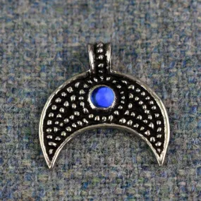 Asgard Lunular Pendant II – Pewter or Silver with Blue Green or Red Stone