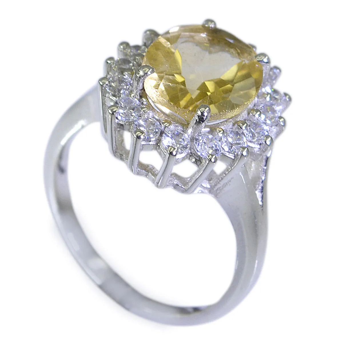 Attractive Gem Citrine Sterling Silver Ring Travel Jewelry Cases