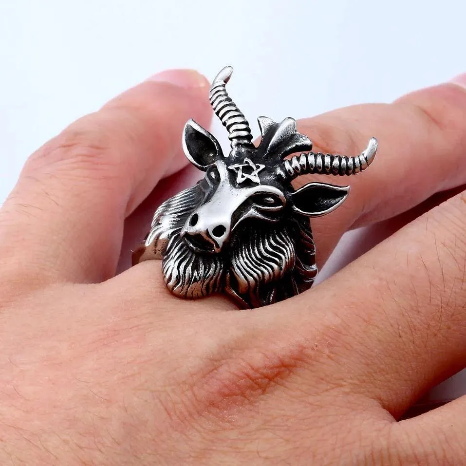 Baphomet Goat Head Ring