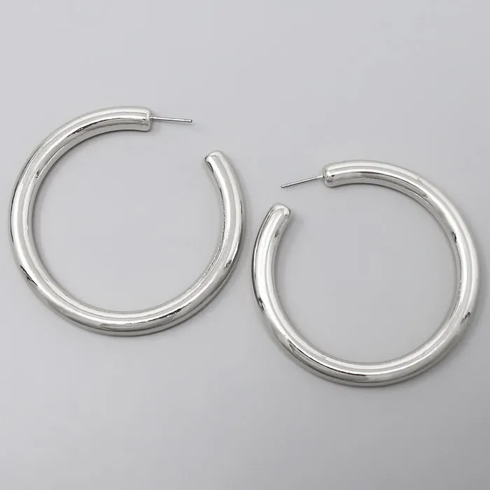 Basic Pipe Hoop Earrings (60 mm)