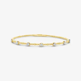 Bead & Diamond Prong Set Bangle Bracelet