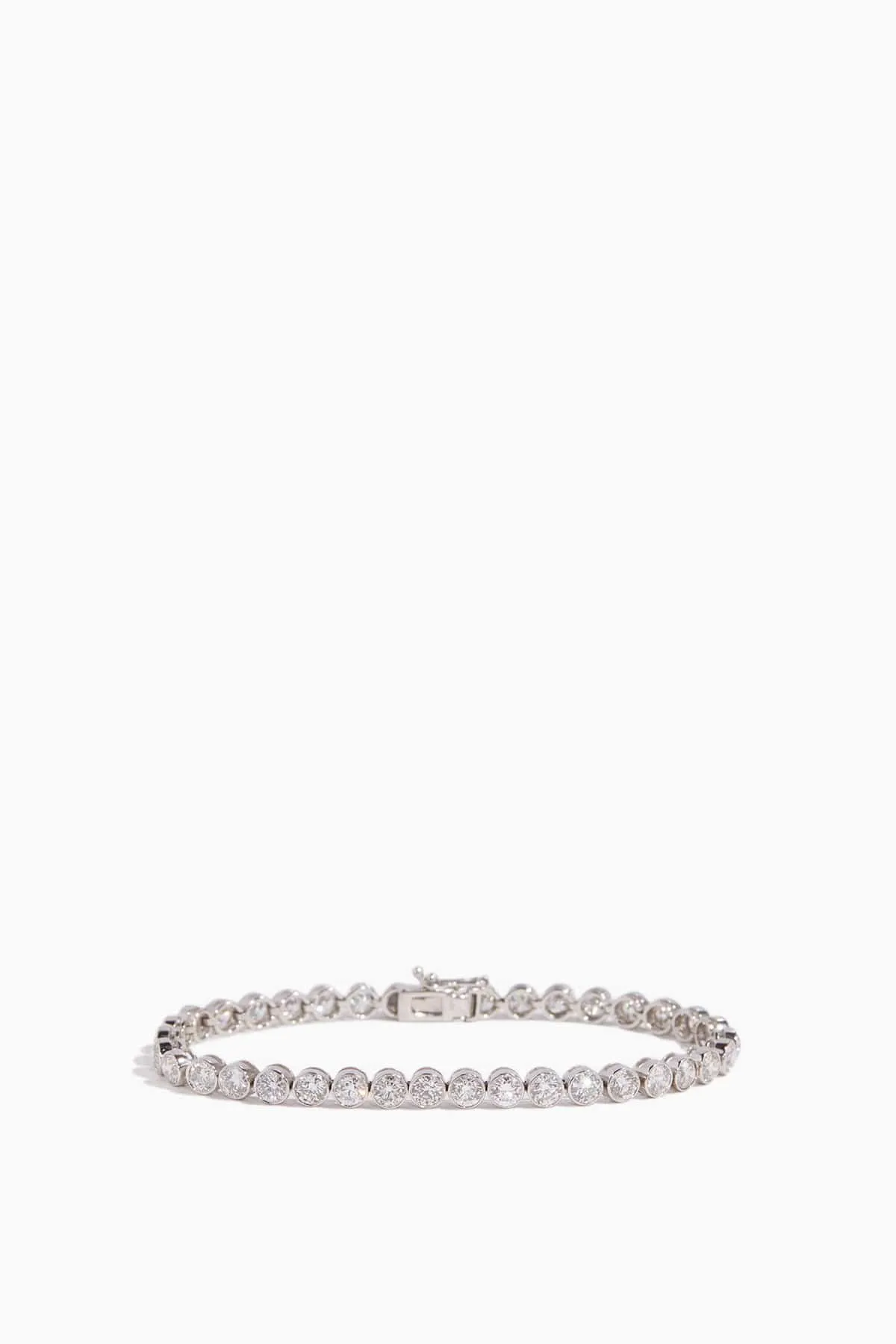 Bezel Set Round Diamond Bracelet in 14k White Gold