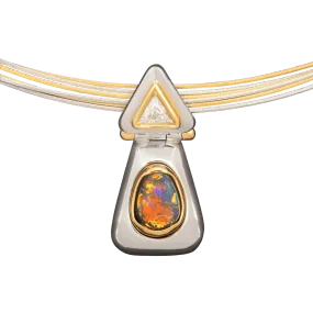 Black Opal, Diamond, Platinum & 18K Gold Necklace