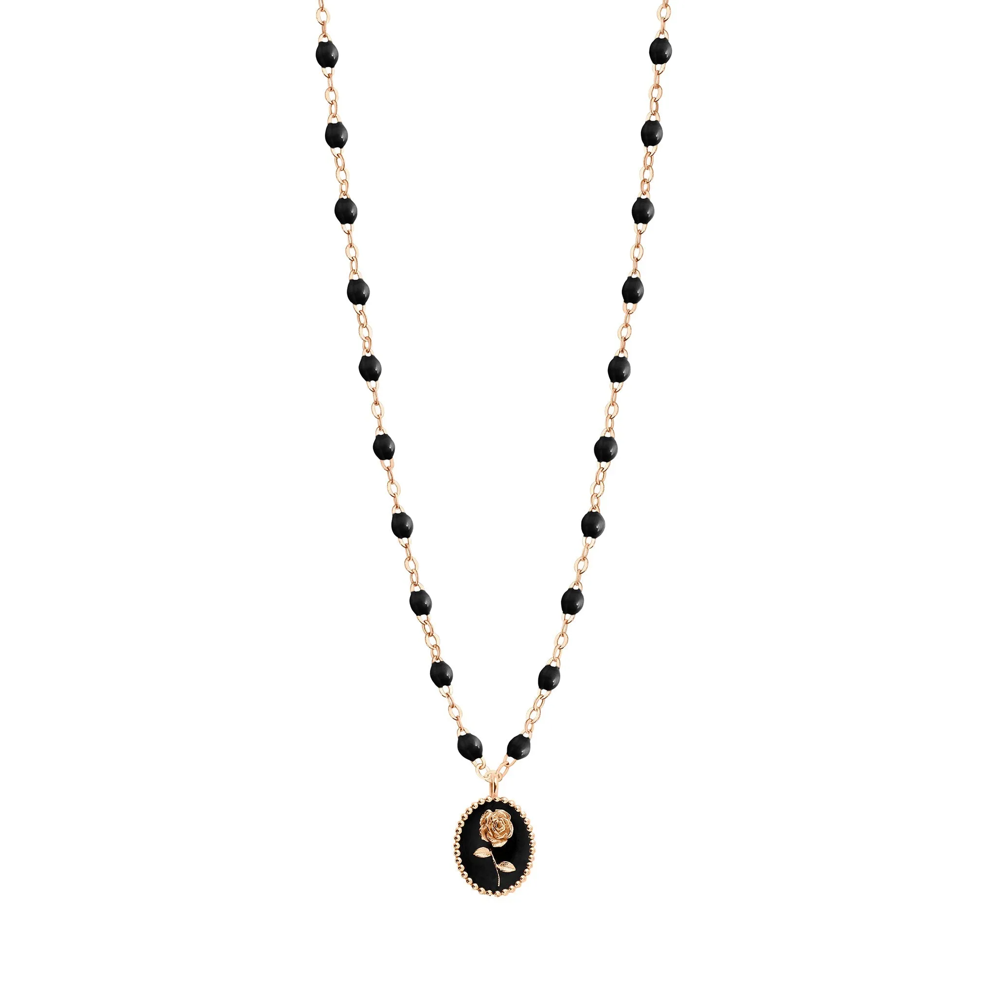 Black Rose Necklace, Rose Gold, 16.5"