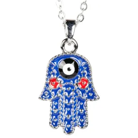 Blue Hamsa Evil Eye Necklace