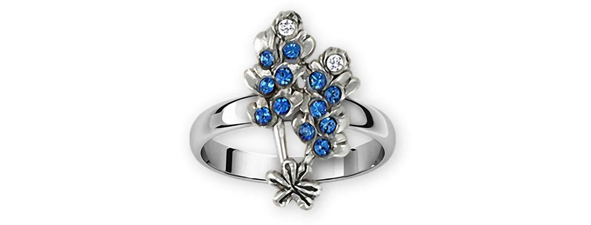 Bluebonnet Jewelry Sterling Silver Handmade Bluebonnet Flower Ring  BBD2X-R