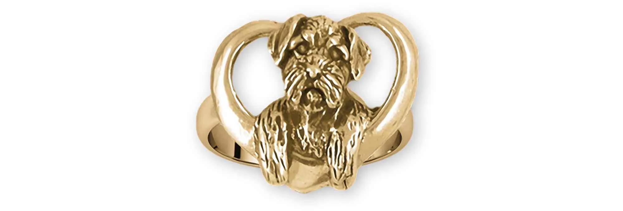 Border Terrier Jewelry 14k Yellow Gold Handmade Border Terrier Ring  BDT2-RG