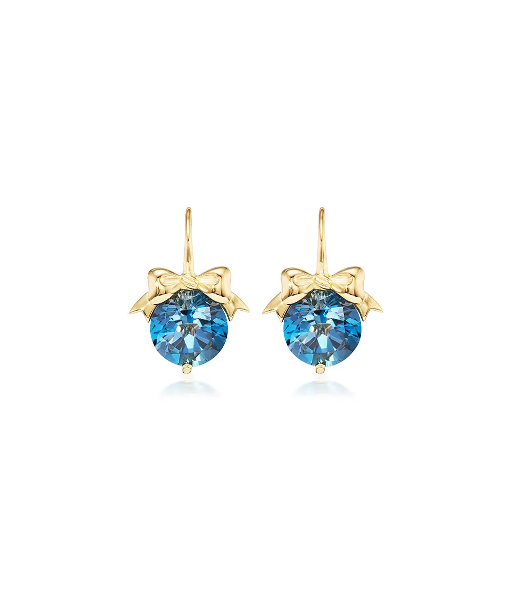 Bow Drop Earrings, London Blue Topaz