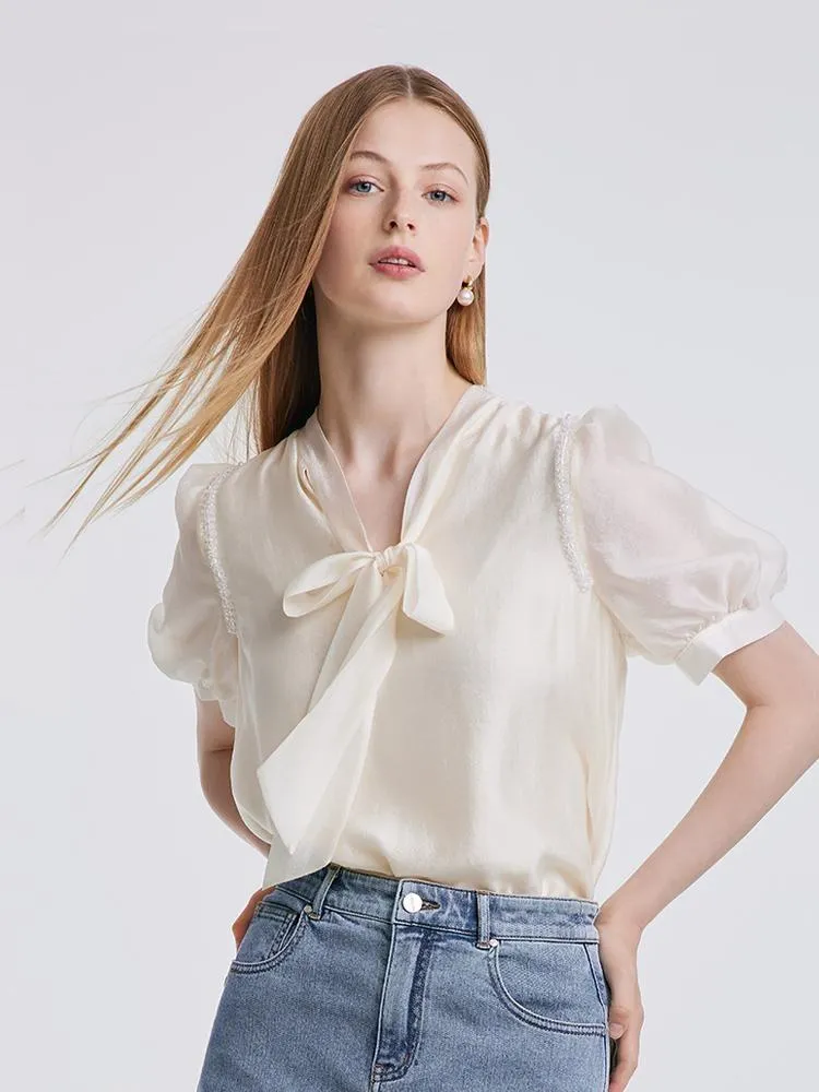 Bow Tie Ribbon Blouse