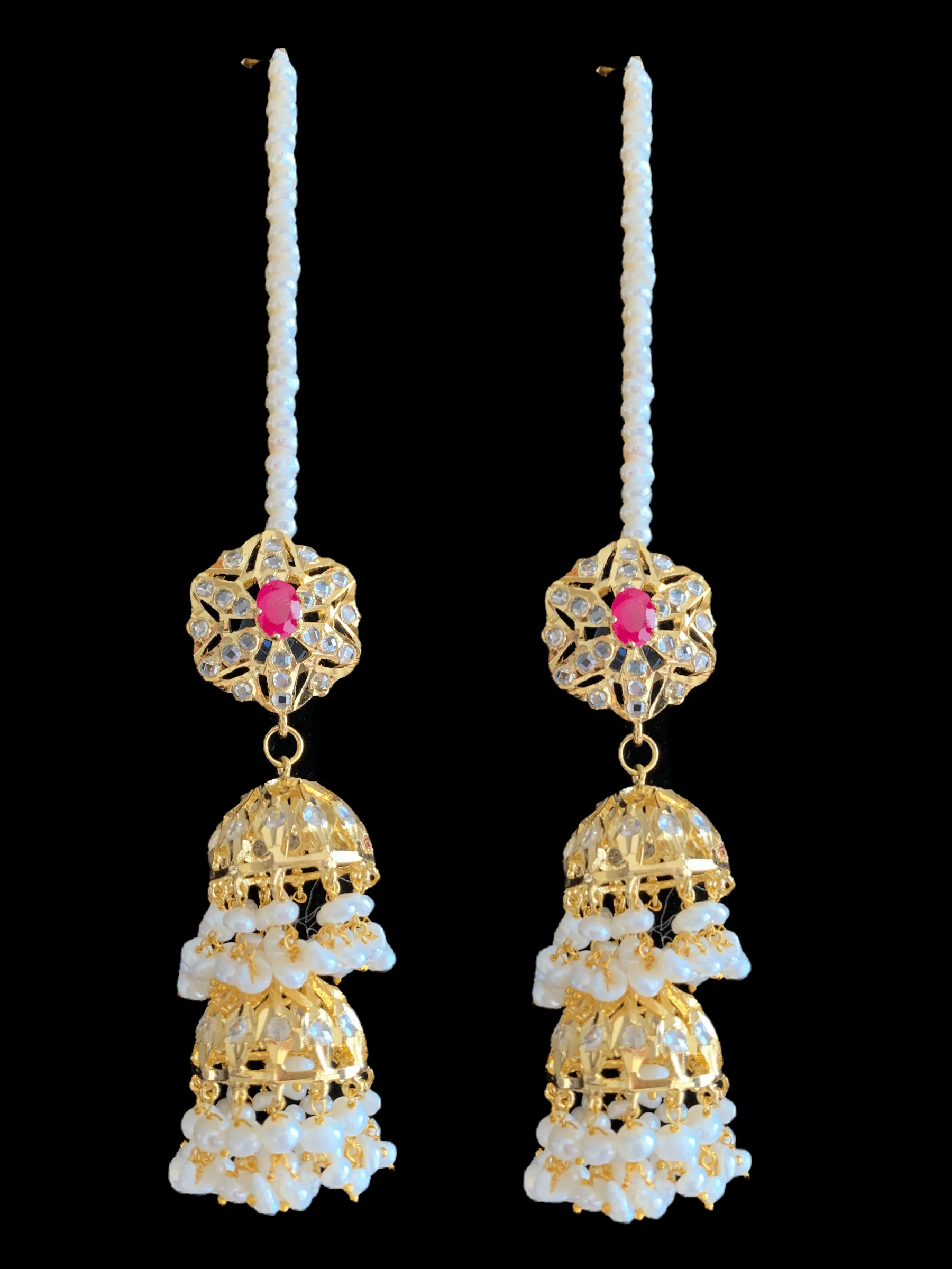 BR12 Viya bridal set in fresh water  pearls and rubies( READY TO SHIP  )