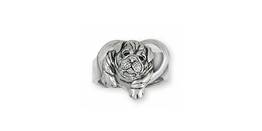 Bulldog Ring Jewelry Sterling Silver Handmade Dog Ring BD251x-R