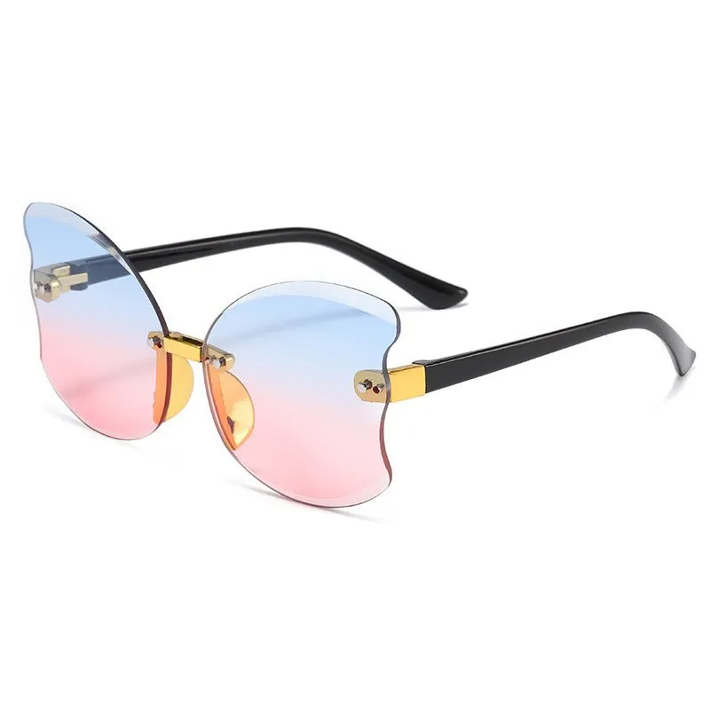 Butterfly Wing Ombre Frameless Plastic Sunglasses