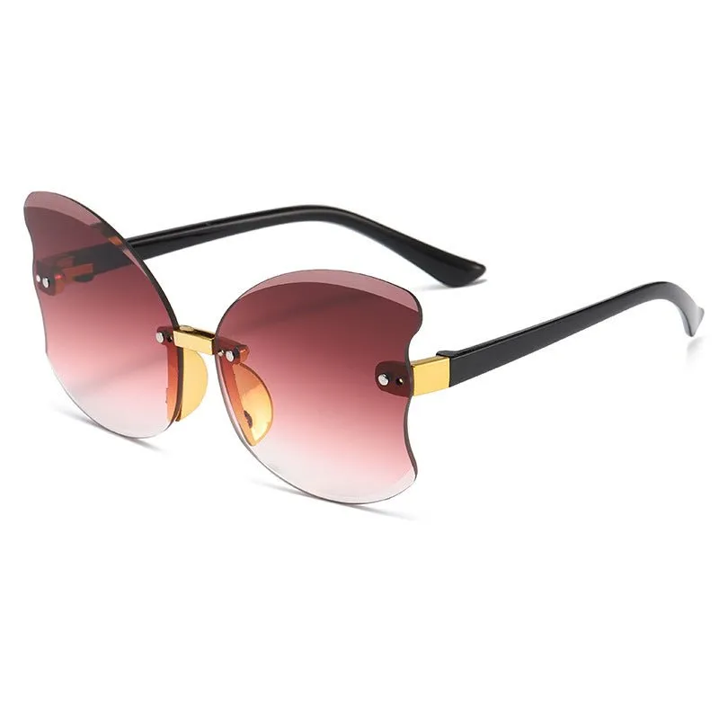 Butterfly Wing Ombre Frameless Plastic Sunglasses