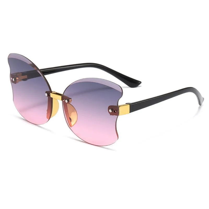 Butterfly Wing Ombre Frameless Plastic Sunglasses