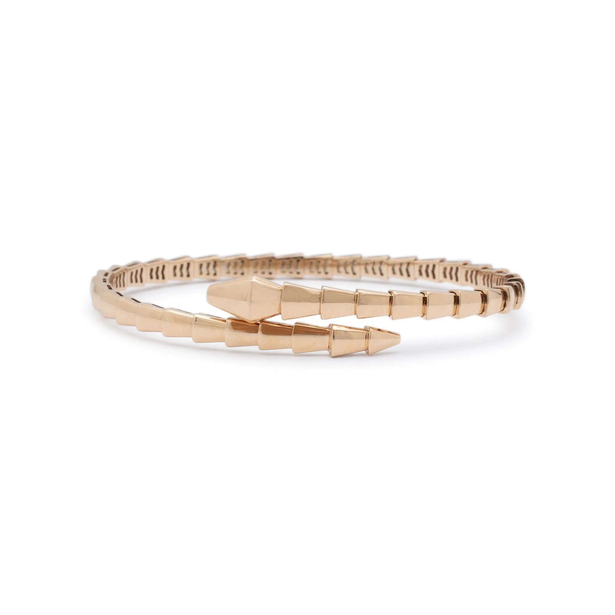 Bvlgari 18K Rose Gold Serpenti Viper Flexible Bangle Bracelet